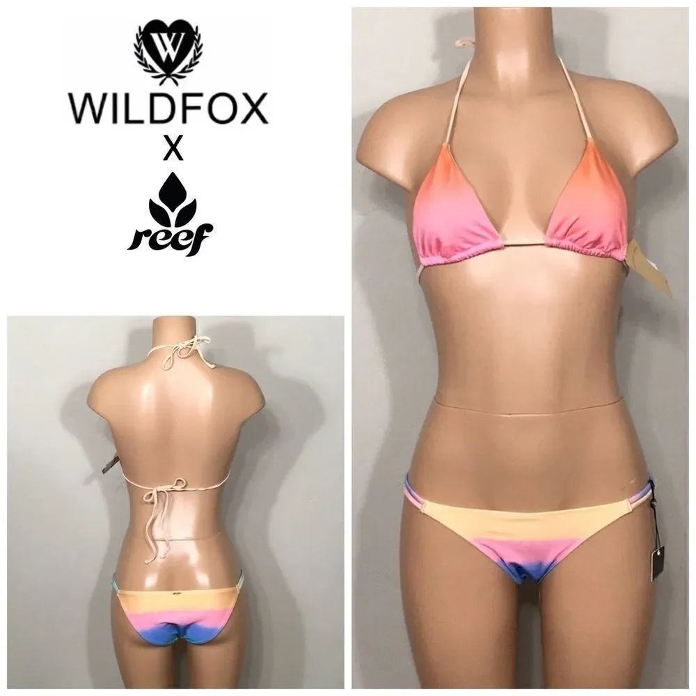 New. WILDFOX/Reef rainbow bikini. XS-too/M-bottom.